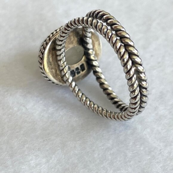 Sterling Silver 925 Oval Bezel Set Moonstone Twisted Split Shank Ring Sz 4.5 - Picture 7 of 16